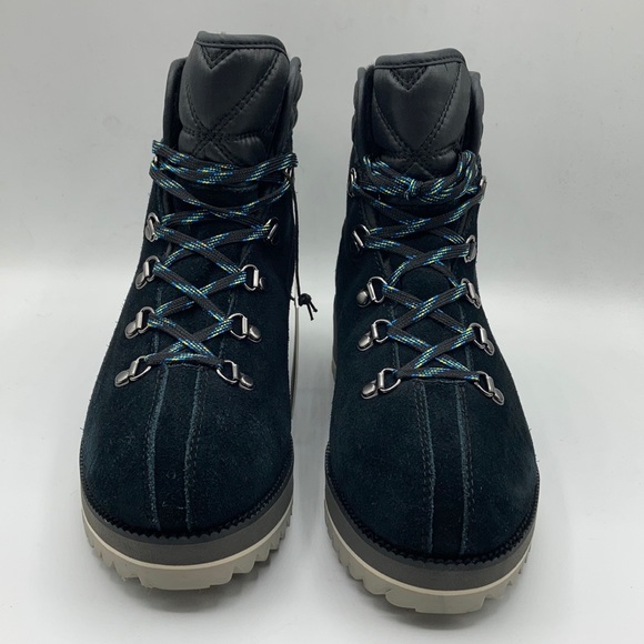 UGG Birch WP Black Suede Wool Laceup Wedge Boot - Picture 2 of 8